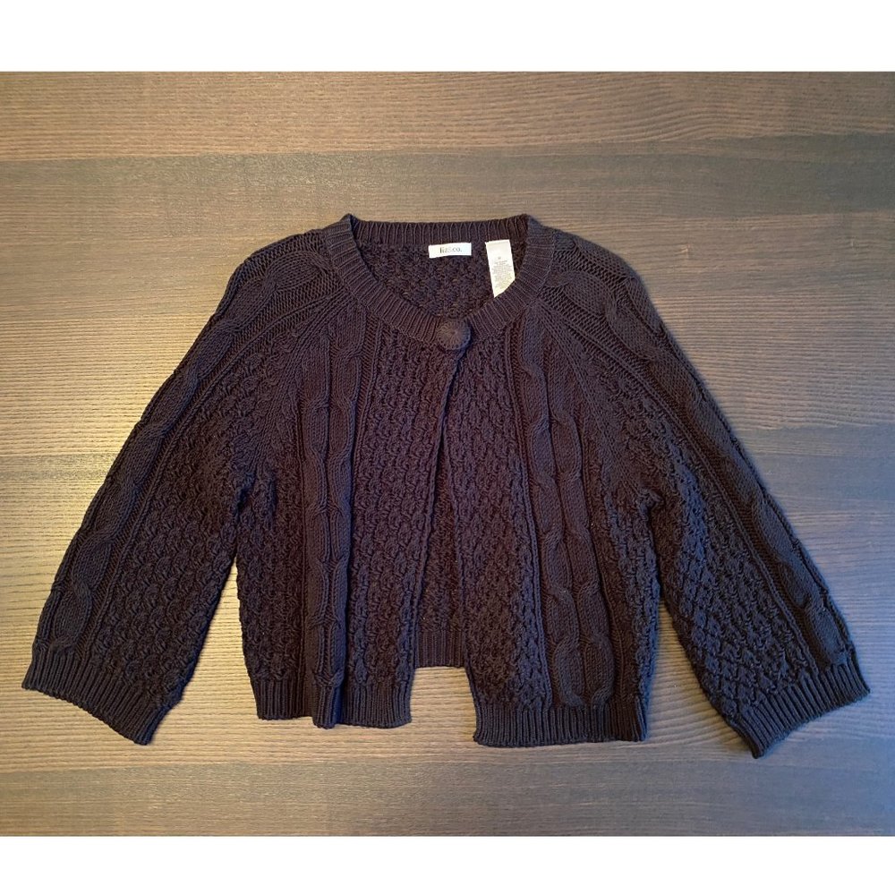 Liz & Co. Black Shrug One-Button Sweater - Size: M